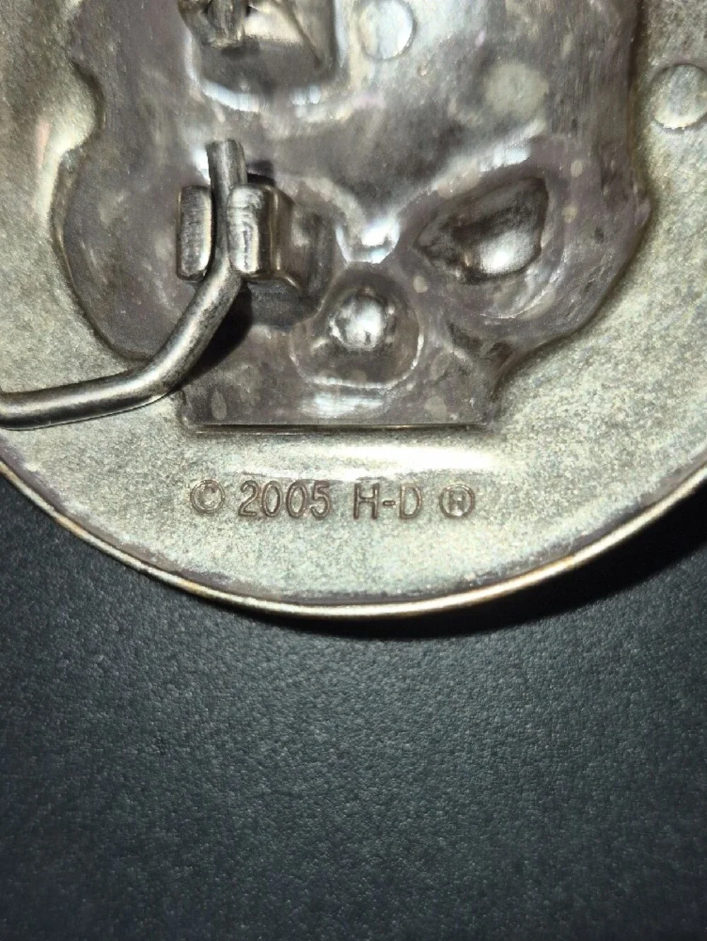 Harley-Davidson Silver Skull Round Metal Badge